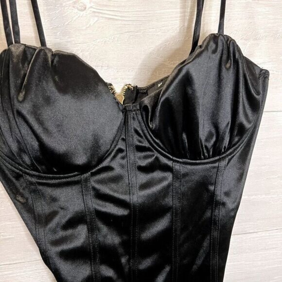 Womens Satin Sweetheart Neckline Wrap Bodycon Backless Corset Sexy Mini - Picture 6 of 8